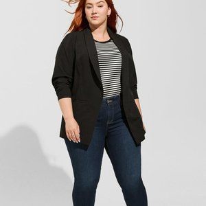 Torrid NWT Longline Crepe Blazer Black 1X 14-16